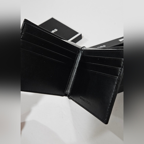NWT Michael Kors Men's "Jet Set" Bifold Black Noir MK Canvas Slim Wallet - Picture 5 of 6
